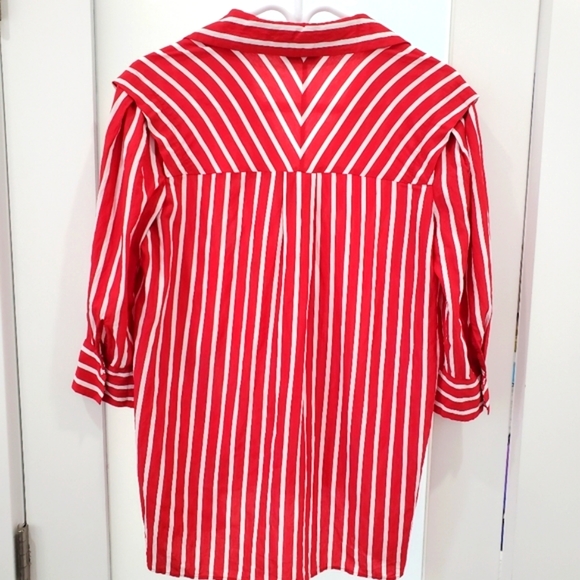 Womens Sandro Cherie Striped Puff-Sleeve Top - Picture 3 of 7